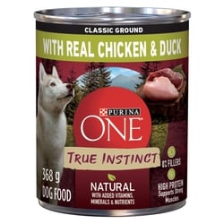 Purina ONE True Instinct Wet Dog Food Classic Ground Chicken & Duck 368 g, $0.81/100g