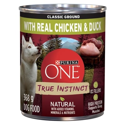 Purina ONE True Instinct Classic Ground Chicken & Duck, Wet Dog Food 368 g, $0.73/100g