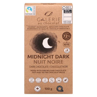 Galerie Au Chocolat Nuit Noire 72% Chocolat Noir 100 g, 5,99 $/100g