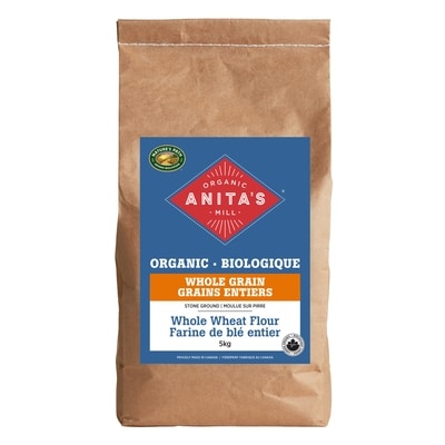 Anita’s Organic Mill Farine de blé entier à grains entiers moulue sur pierre 5 kg, 0,54 $/100g