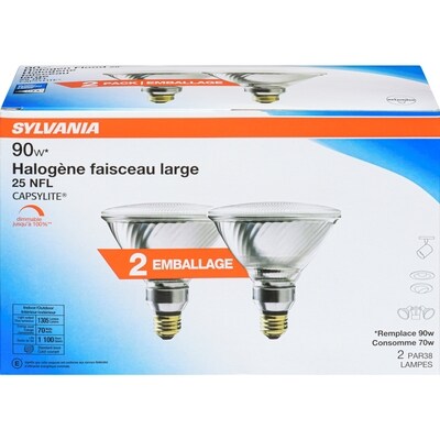 Sylvania 90 W Halogène Faisceau Large 25 Nfl Par38 Lampes 2 ea, 16,00 $/1ch