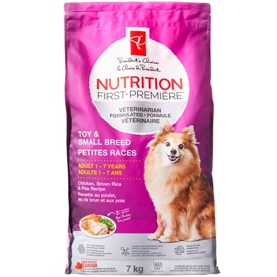 le Choix du Président NUTRITION première Petites races, Formule au poulet, au riz brun et aux pois 7 kg, 0,43 $/100g