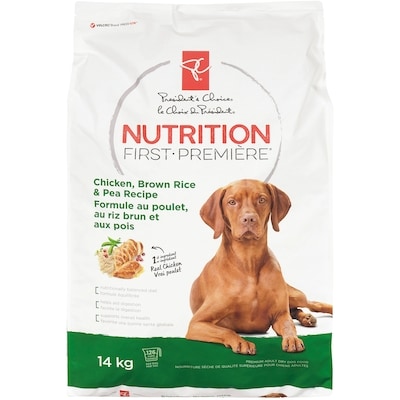 President's Choice Nutrition First Dog Food, Chicken, Brown Rice & Pea 14 kg, $0.42/100g