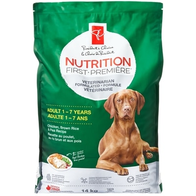 le Choix du Président Nourriture pour chiens Nutrition première, poulet, riz brun et pois 14 kg, 0,37 $/100g