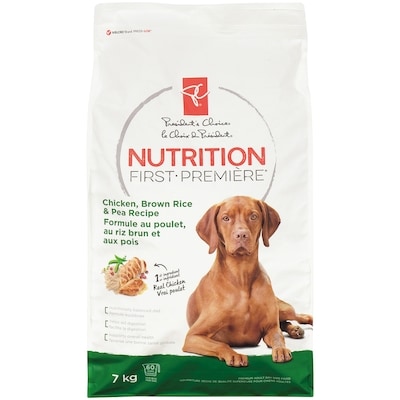 President's Choice Nutrition First Dog Food, Chicken, Brown Rice & Pea 7 kg, $0.41/100g