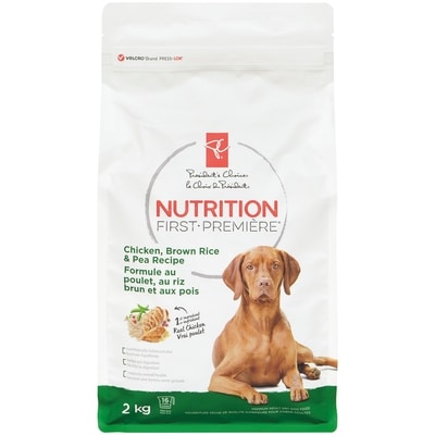President's Choice Nutrition First Dog Food, Chicken, Brown Rice & Pea 2 kg, $0.60/100g