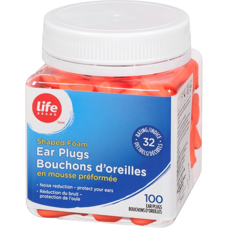 Shaped Foam Ear Plugs, 100 Ear Plugs