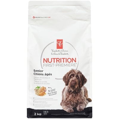 President's Choice Nutrition First Senior Dog Food, Chicken, Brown Rice & Pea 2 kg, $0.65/100g
