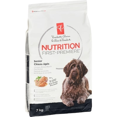 Nourriture pour chiens âgés Nutrition première, poulet, riz brun et pois 