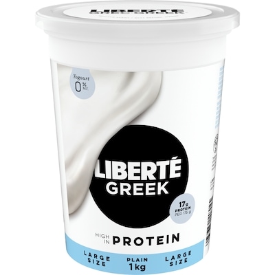 Liberte Greek 0% Yogurt, Plain, High Protein 1000 g, $0.95/100g