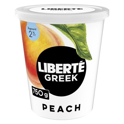 Liberte Greek 2% Yogurt, Peach, High Protein 750 g, $0.97/100g