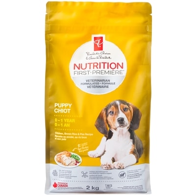 le Choix du Président Nourriture pour chiots Nutrition première, poulet, riz brun et pois 2 kg, 0,55 $/100g
