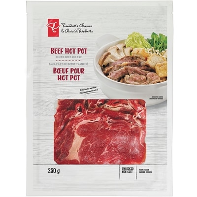 President's Choice Beef Hot Pot Sliced Beef Rib Eye 250 g, $4.40/100g