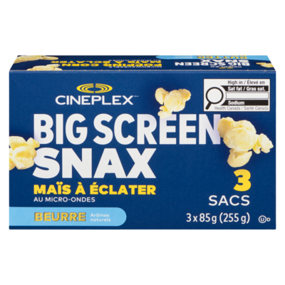 Cineplex Maïs à éclater au Micro-ondes - 3 Sachets 255 g, 1,05 $/100g