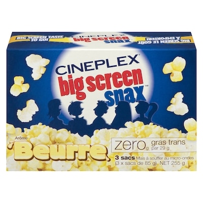 Cineplex Maïs à éclater au Micro-ondes - 3 Sachets 255 g, 1,05 $/100g