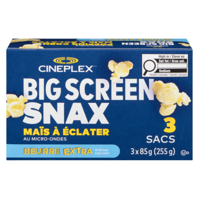 Cineplex Beurre Extra Maïs à éclater au Micro-ondes - 3 sachet 255 g, 1,05 $/100g