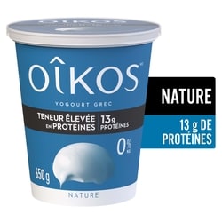Oikos Yogourt grec sans gras, teneur élevée en protéines, nature 650 g, 1,00 $/100g