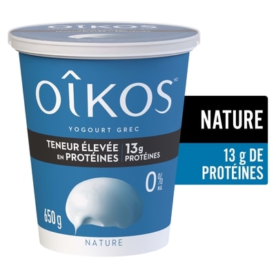 Oikos Yogourt grec sans gras, teneur élevée en protéines, nature 650 g, 1,15 $/100g