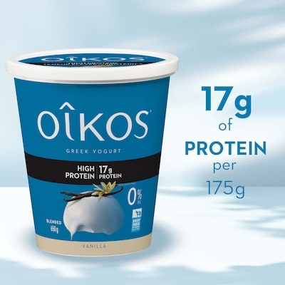 Greek Yogurt, Vanilla, High Protein, Blended, 0% M.F.