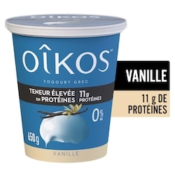 Oikos Yogourt grec, teneur élevée en protéines, vanille 650 g, 1,23 $/100g