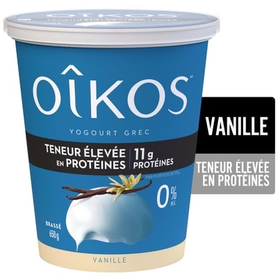 Oikos Yogourt grec, teneur élevée en protéines, vanille 650 g, 1,15 $/100g