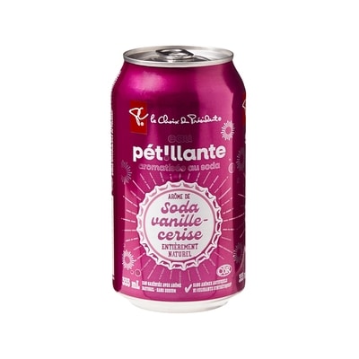 Eau pétillante, saveur de soda vanille-cerise