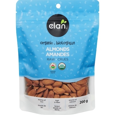 Elan Organic Raw Almonds 200 g, $4.00/100g