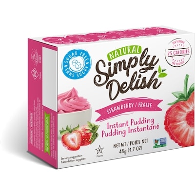 Simply Delish Pudding instantané fraise 44 g, 7,93 $/100g