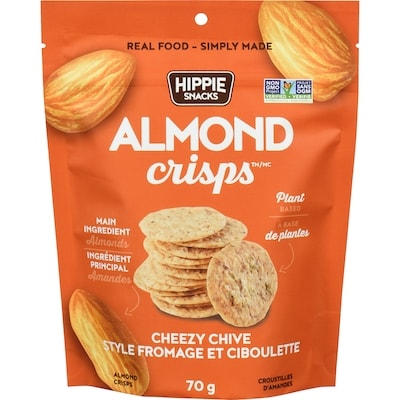 Hippie Snacks Croustillants aux amandes Ciboulette au fromage 70 g, 9,27 $/100g