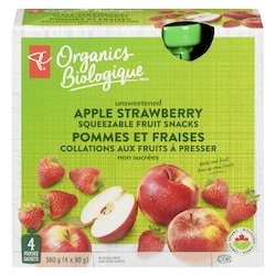 PC Biologique Bio Pomme Fraise Sans Sucre 4x90.0 g, 0,97 $/100g