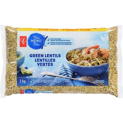 PC Blue Menu Green Lentils 2 kg, $0.37/100g