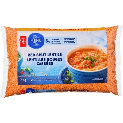 PC Menu Bleu Lentilles rouges cassées , format club 2 kg, 0,29 $/100g