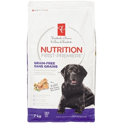 President's Choice Nutrition First Grain Free Dog Food, Salmon, Potato & Pea 7 kg, $0.63/100g