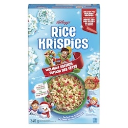 Kellogg’s Céréales de grains de riz grillés au four édition des fêtes 340 g, 1,32 $/100g
