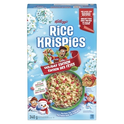 Kellogg’s Céréales de grains de riz grillés au four édition des fêtes 340 g, 1,32 $/100g
