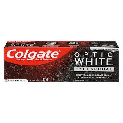 Colgate Optic White with Charcoal Toothpaste, Cool Mint Paste 90 ml, $6.10/100ml