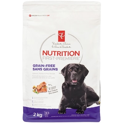 President's Choice Nutrition First Grain Free Dog Food, Salmon, Potato & Pea 2 kg, $0.60/100g