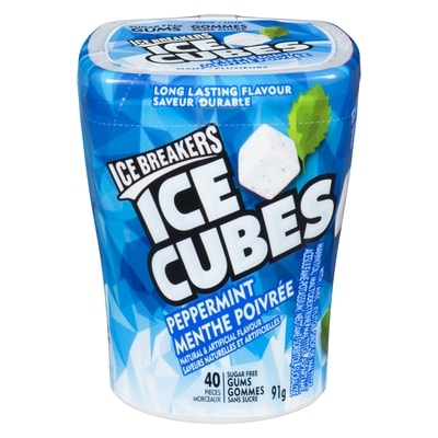 Ice Breakers Ice cubes gommes sans sucre menthe poivrée, cas 6x92.0 g, 5,16 $/100g