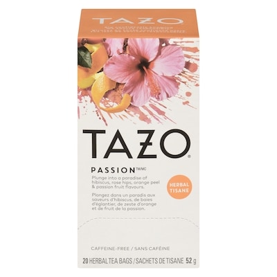 Tazo Herbal Tea Passion Hibiscus, Orange peel and Passion Fruit Flavours 1 ea, $6.49/1ea
