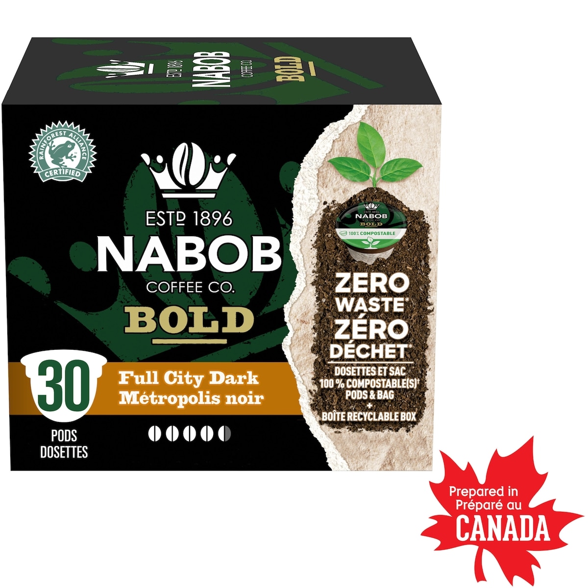 Nabob Coffee Pods 100% Arabica Full City Dark 100% Compostable