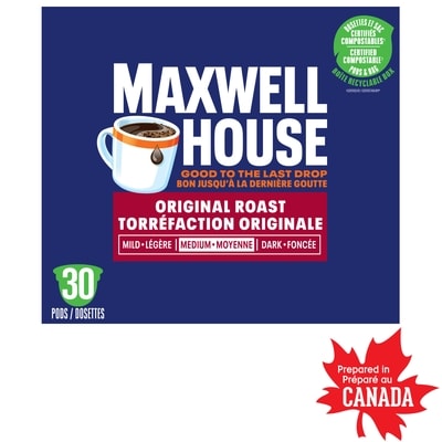 Maxwell House Café torréfaction originale, dosettes de café certifiées compostables k-cup 285 g, 7,02 $/100g
