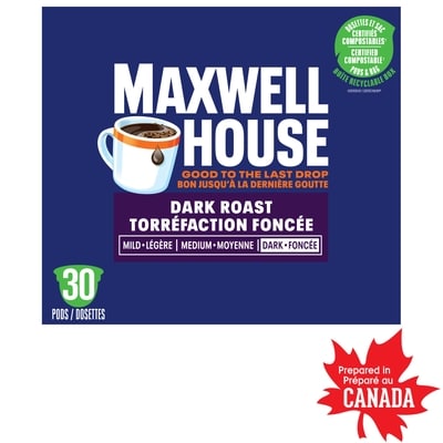 Maxwell House Dark Roast Coffee 100% Compostable Pods 292 g, $7.53/100g