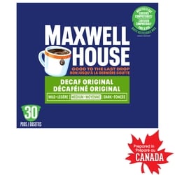 Maxwell House Dosettes de café décaféiné compostables à 100 % 292 g, 6,51 $/100g