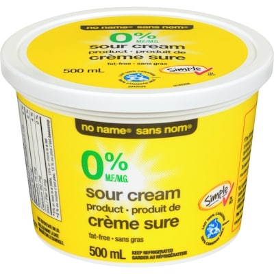 No Name Fat Free Sour Cream 500 ml, $0.60/100ml
