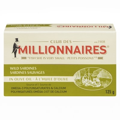 Millionnaires Sardines Sauvages À L'Huile D'Olive 125 g, 2,95 $/100g