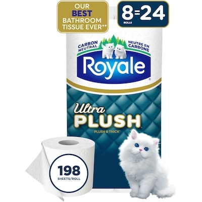 Royale Ultra Plush Toilet Paper, 8 Equal 24 Rolls, 198 Bathroom Tissues per roll 1 ea, $0.08/1ea