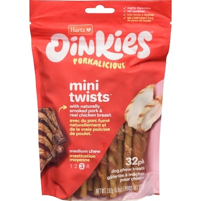 Hartz Mini Pig Skin Twists Wrapped with Real Chicken Value Pack 192 g, $8.07/100g