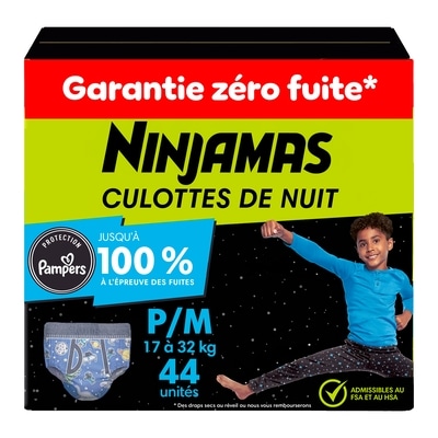 Pampers Sous-vêtements de nuit pour l’énurésie, taille P/M, garçons, 44 sous-vêtements 44 ea, 0,77 $/1ch