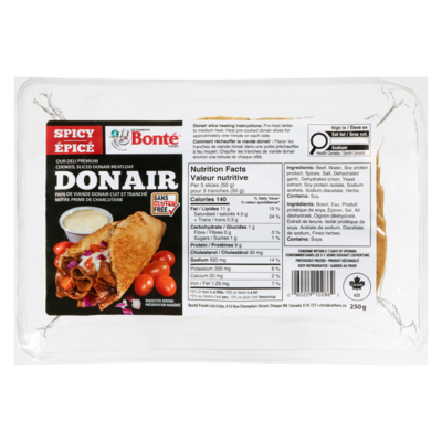 Bonte Donair Extra Spicy Donair Meat 250 g, $2.40/100g