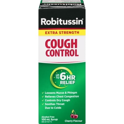 Robitussin Cough Control Syrup Extra Strength Cherry Flavour 100 ml, $10.49/100ml